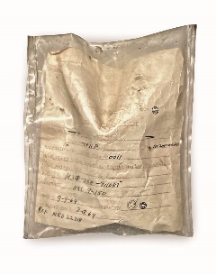 Apollo RCS check valve assembly Bag with printed label filled in with handwritten text