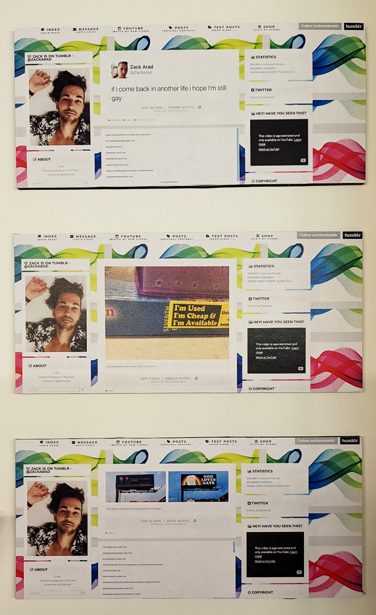 Several screenshots from a tumblr blog, featuring images and text