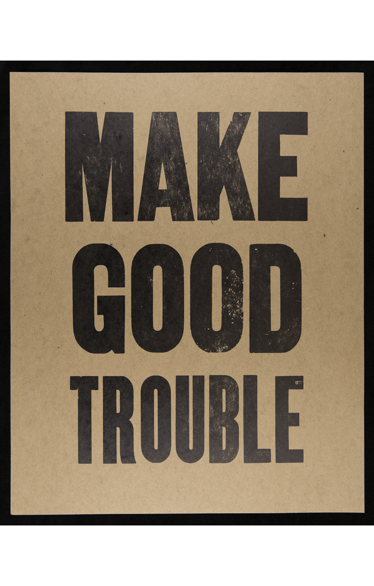 GIF with multiple images of posters with a few large bold words each