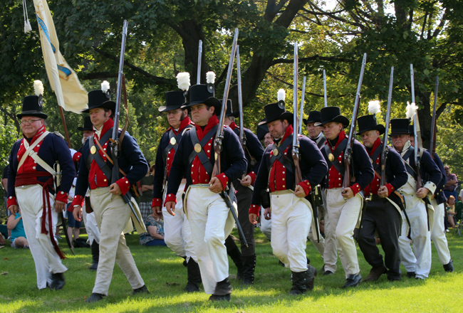 1812 soldier marching through Greenfield Village
