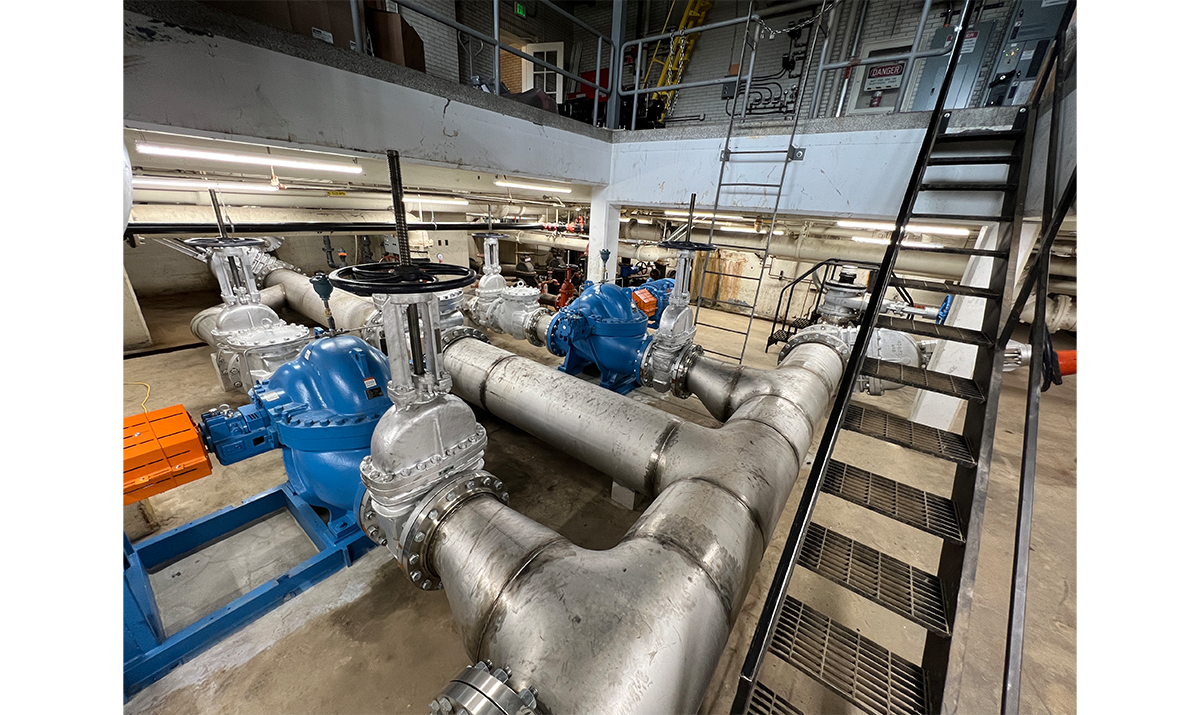Storm-pump system in the powerhouse basement. / Photograph courtesy of Jon Bennett