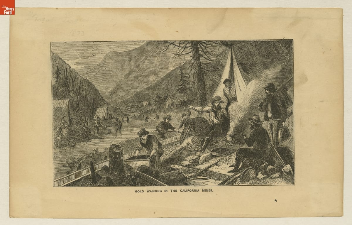 Gold Washing in the California Mines, 1865-1870.