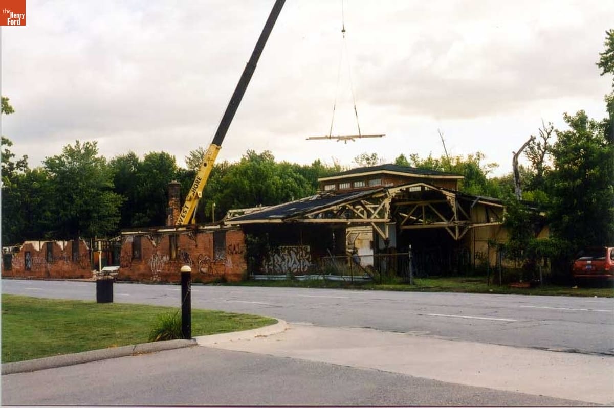 thf113573 Dismantling the Riding Stable (Originally the Detroit Central Market Building) at Belle Isle, Detroit, Michigan, 2003