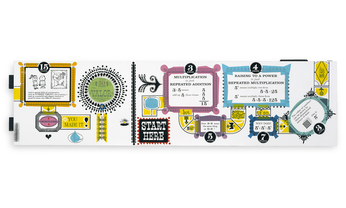 Image with colorful graphics, drawings, and text