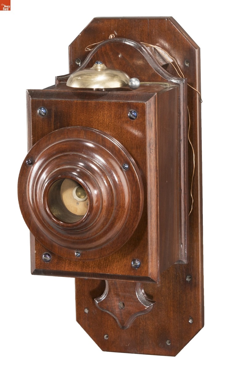 Acoustic Telephone, circa 1878 Wooden telephone designed for wall mounting; bell on top