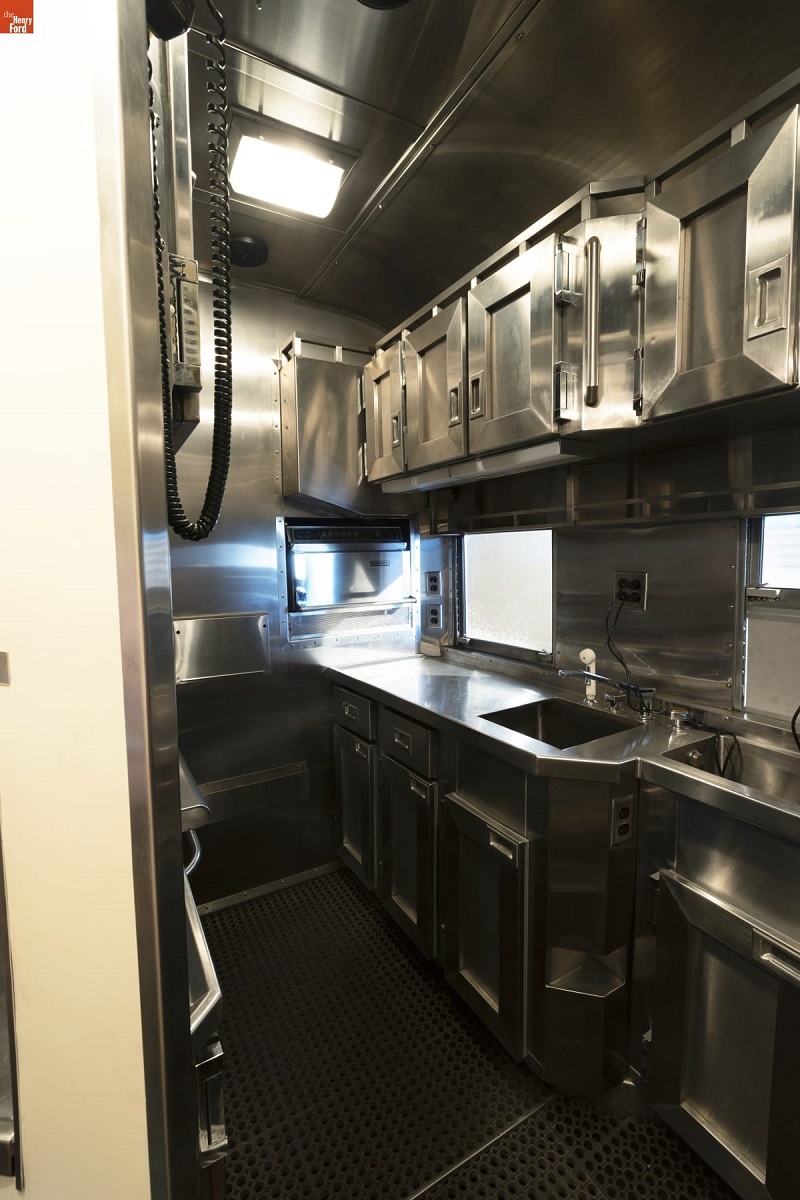 Small stainless steel galley kitchen