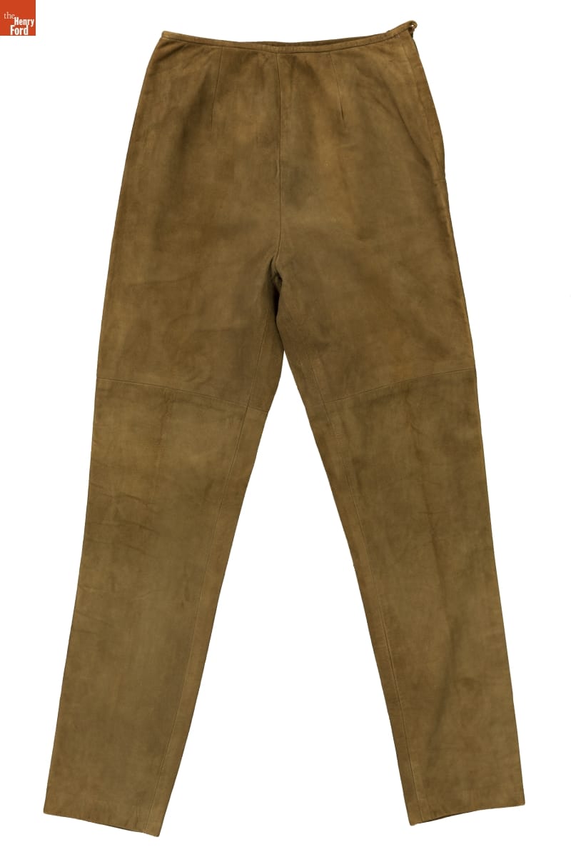 Pants, Designed by Bonnie Cashin, 1955-1960 Dark camel-colored suede pants