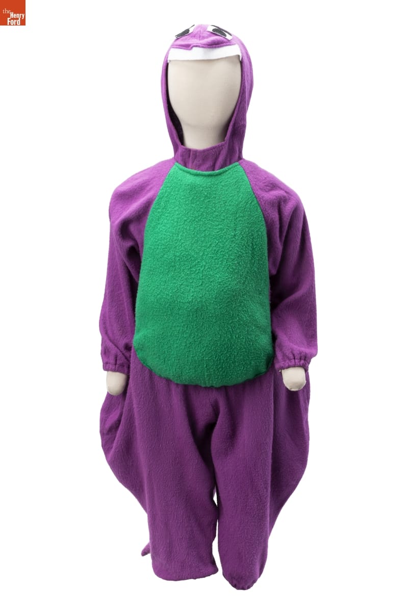 THF196354 Barney-inspired costume worn by Eric Nietering of Dearborn, Michigan, 1993.