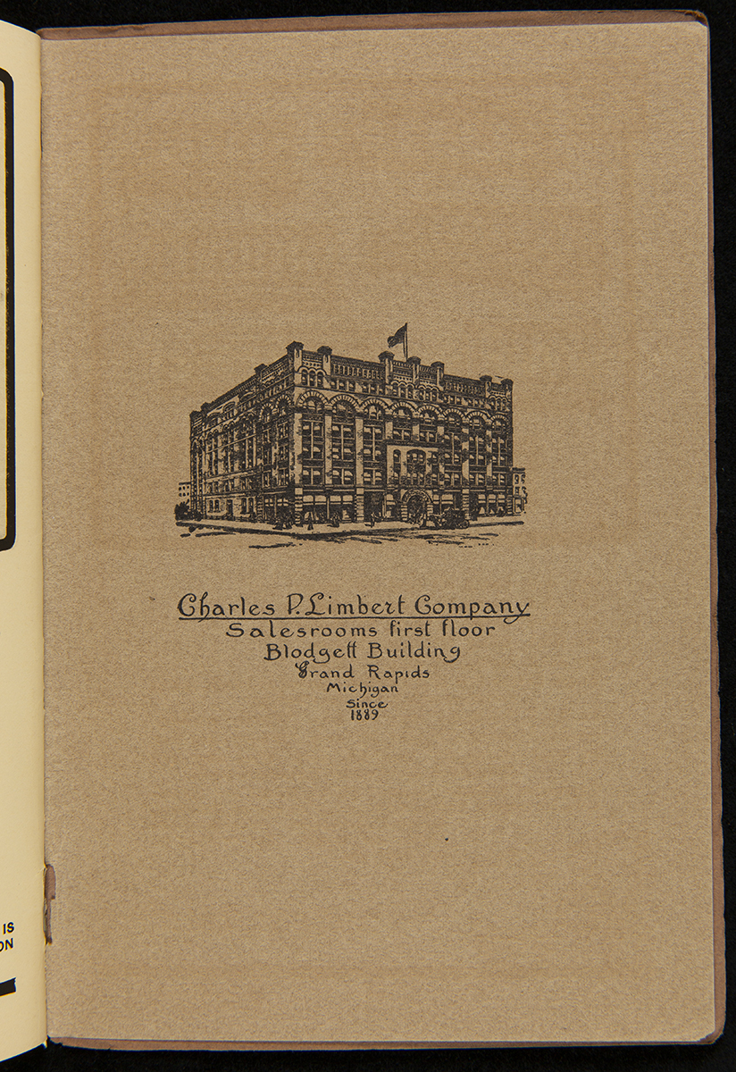 Limberts Holland Dutch Arts and Crafts Furniture, circa 1910 / page 65 Page with text and image of multistory square building