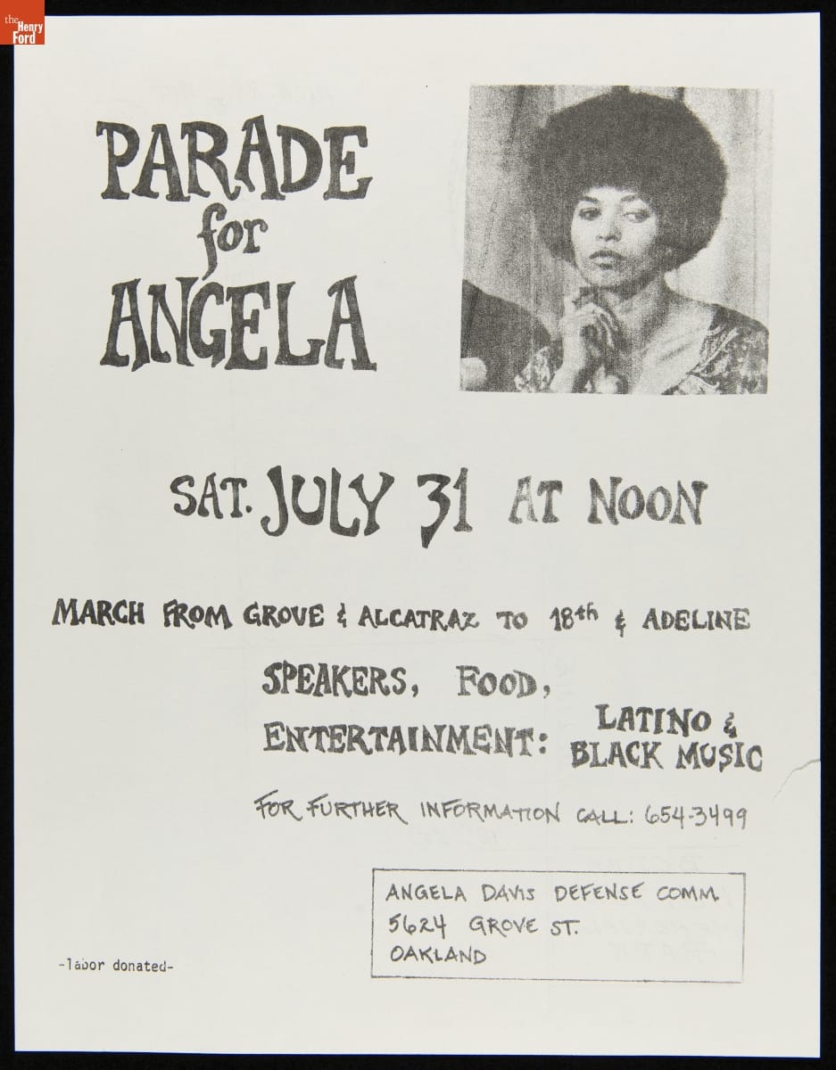 Paper with text and image of woman with large afro