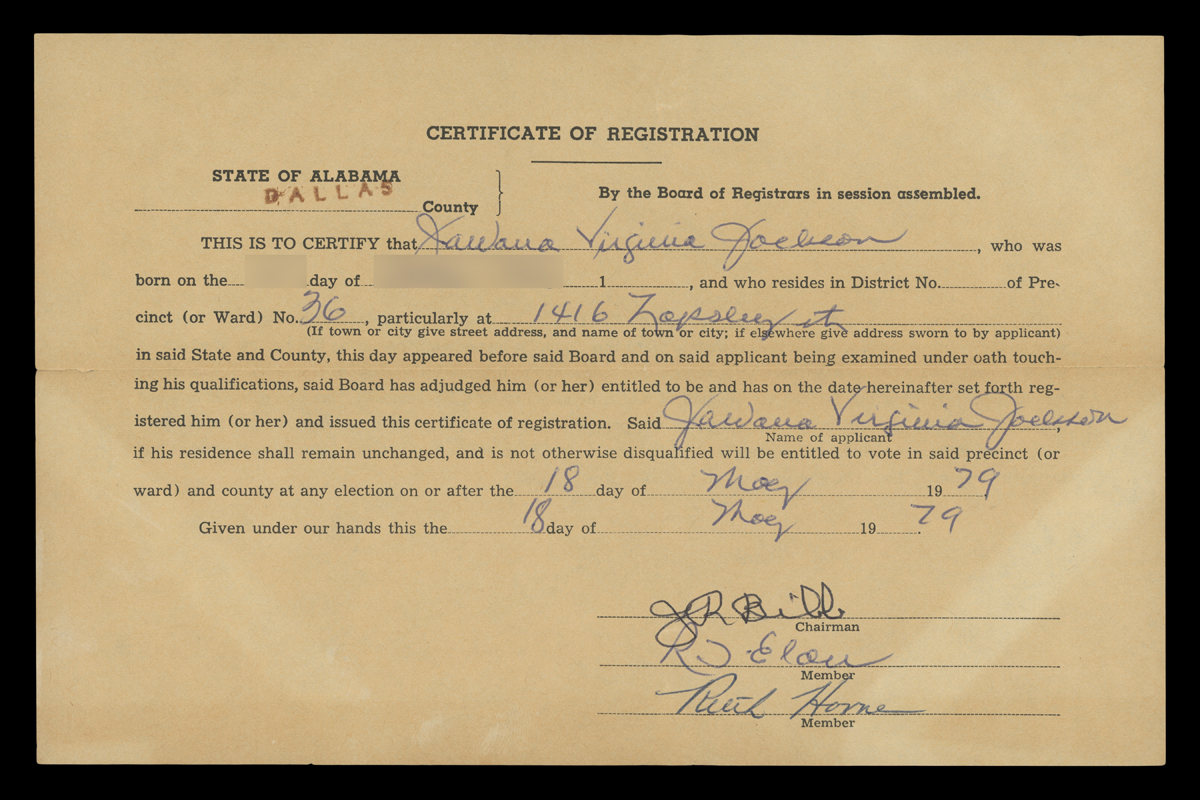 Voter registration certificate