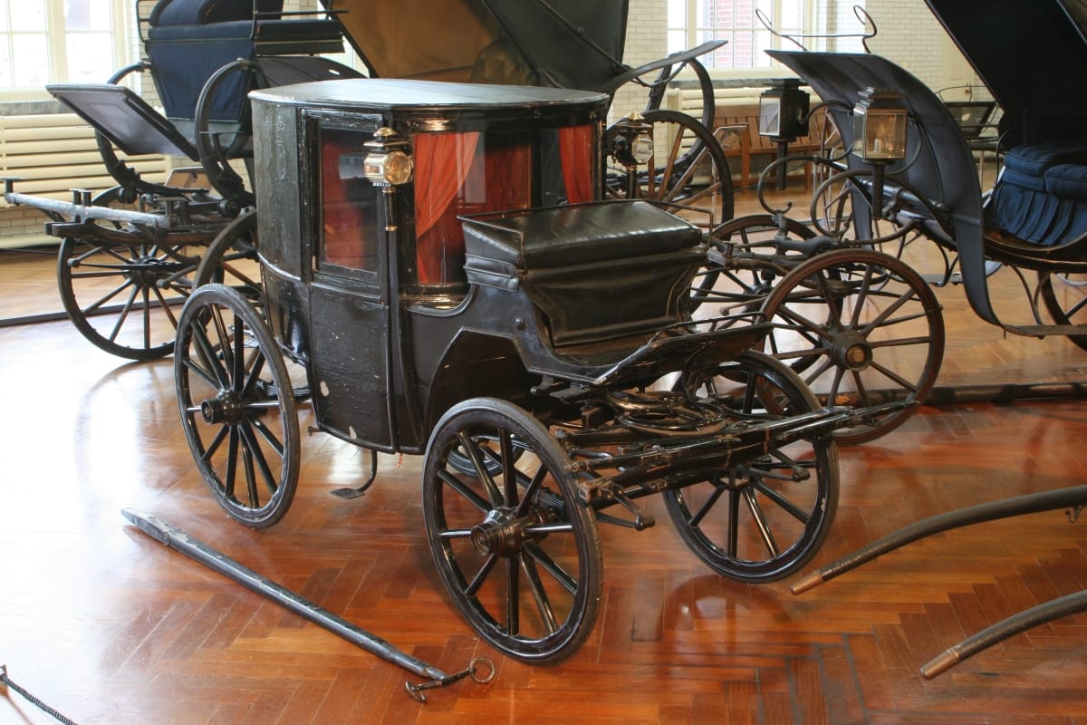 Tom Thumb's Carriage, circa 1875 Small enclosed black carriage