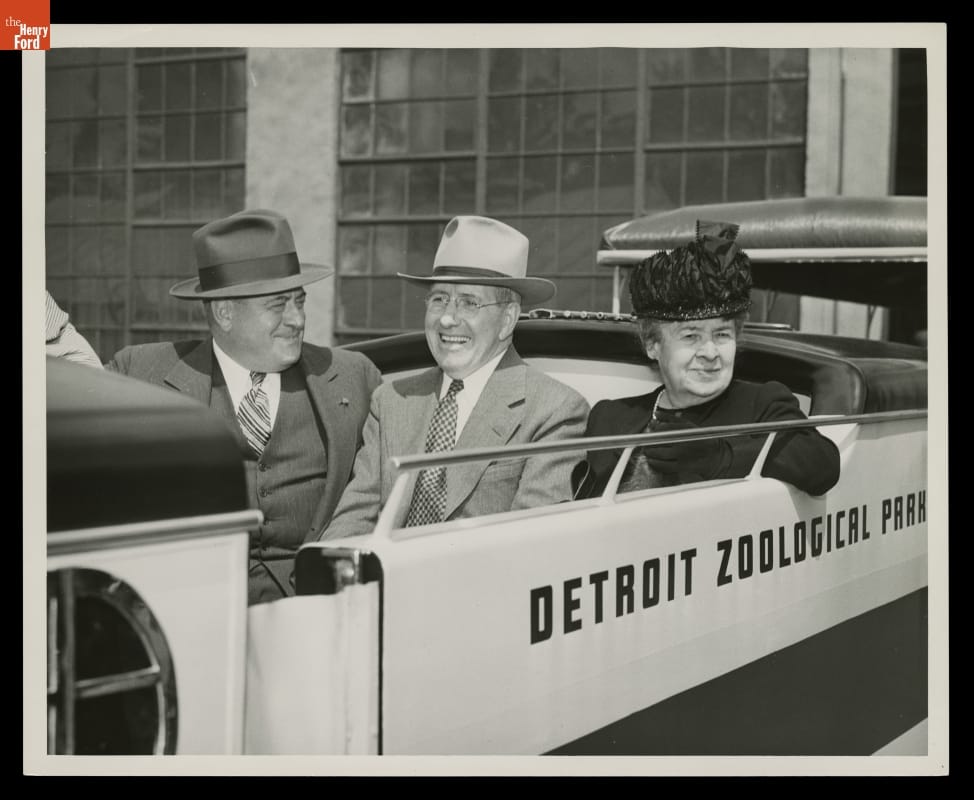 thf99889 Clara Ford Riding with K. T. Keller and Unidentified Man at Detroit Zoo, 1949